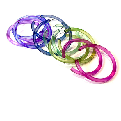 Bangle Lucite Hoop Earrings - 3 Inch