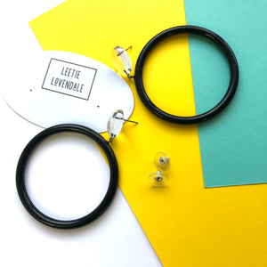 Clear & Black Large Donut Drop Earrings
