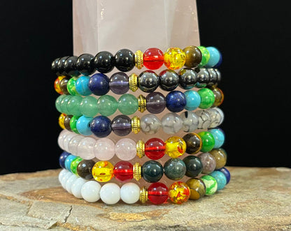 🌈 7 Chakra Bracelets for 7 Days – Complete Weekly Energy Set (Gift Box)