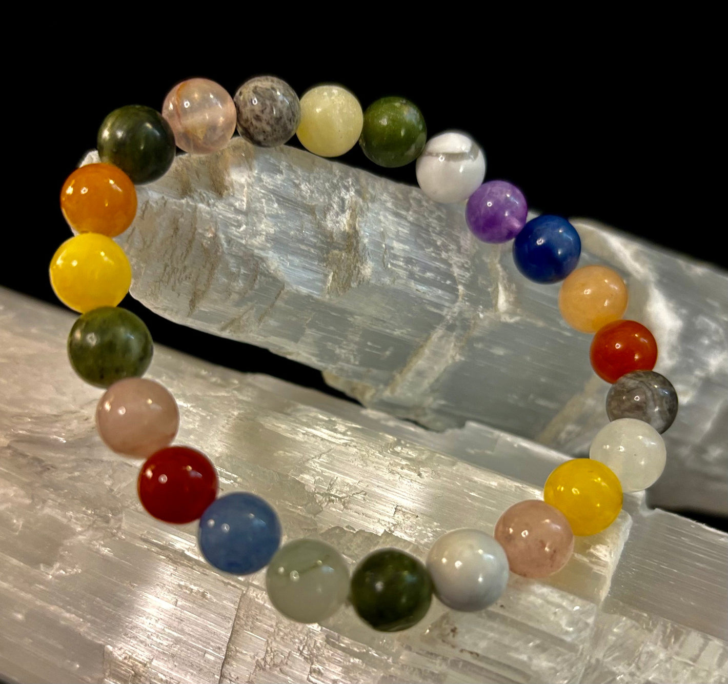 Rainbow Harmony Natural Stone Bracelet – 8mm (Medium Wrists)