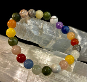 Rainbow Harmony Natural Stone Bracelet – 8mm (Medium Wrists)
