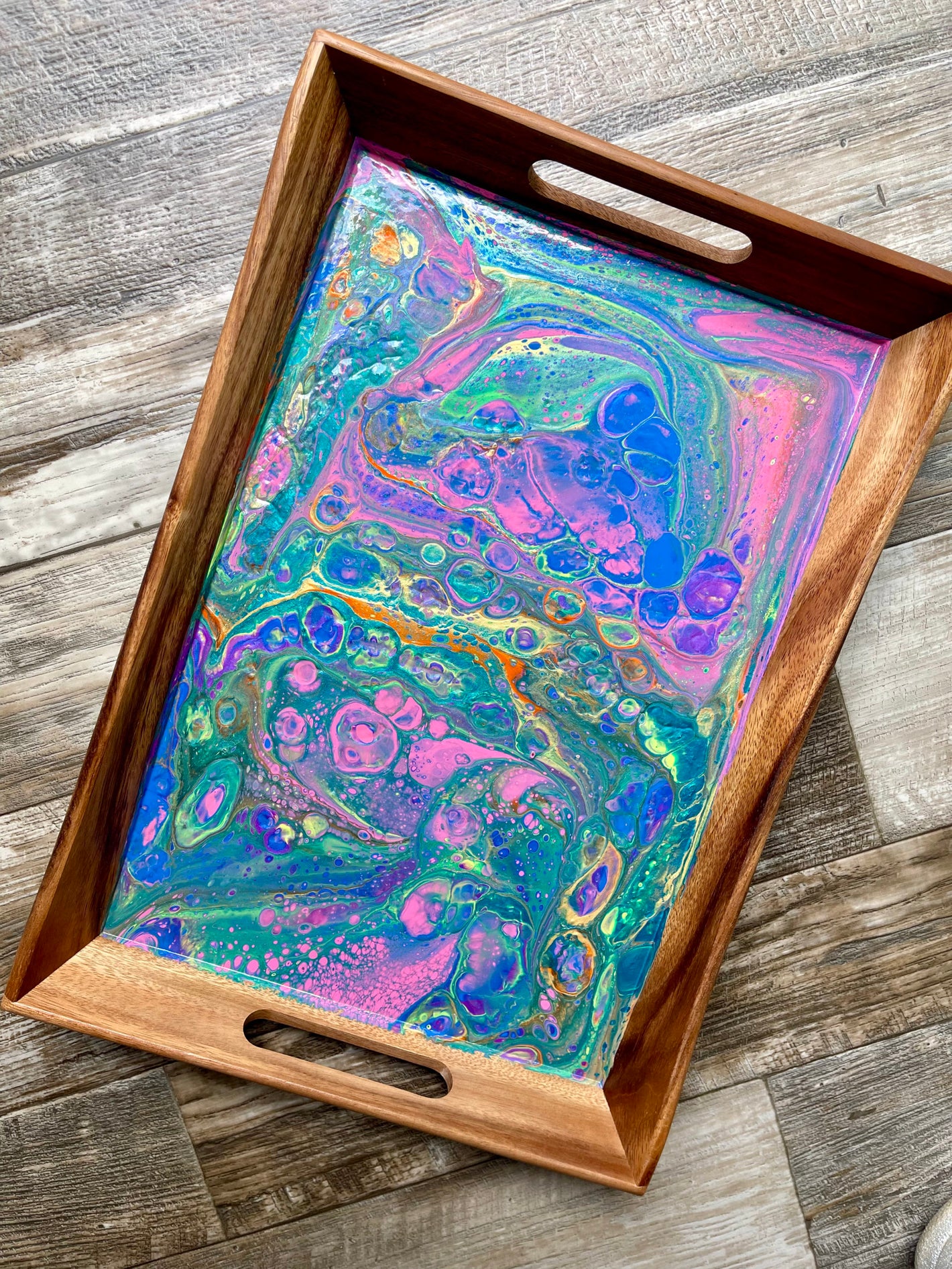 Unicorn Large Rectangle Acacia Wood Tray