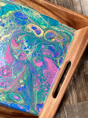 Unicorn Large Rectangle Acacia Wood Tray