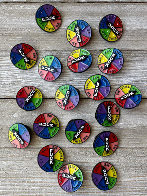 Everyone's Favorite Word Colorful Language Wheel Pin