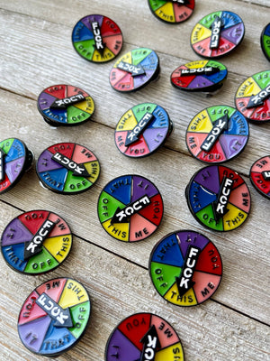 Everyone's Favorite Word Colorful Language Wheel Pin