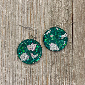 Planet Glitter Medium Dangly Earrings