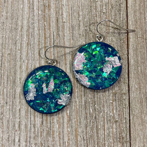 Planet Glitter Medium Dangly Earrings