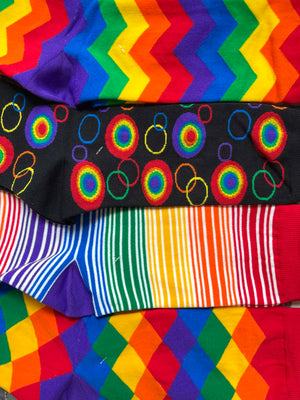 Loud and Proud Sock Collection - Set of 4 Pairs of Colorful Rainbow Pattern Socks