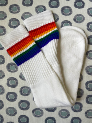 Rainbow Stripe Under the Knee Tube Socks