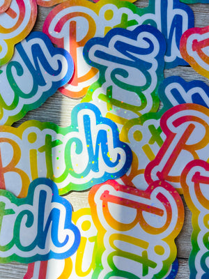 Everyone's 3rd Favorite Word 90s Flashback Rainbow Holographic Dots Sticker