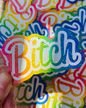 Everyone's 3rd Favorite Word 90s Flashback Rainbow Holographic Dots Sticker