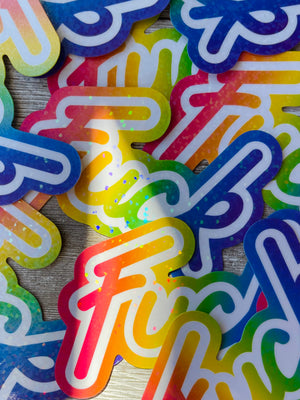 Everyone's Favorite Word Colorful 90s Flashback Holographic Dots Sticker