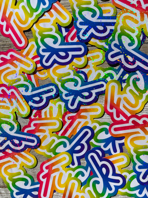 Everyone's Favorite Word Colorful 90s Flashback Holographic Dots Sticker