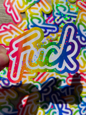Everyone's Favorite Word Colorful 90s Flashback Holographic Dots Sticker