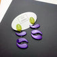 Purple & Olive Swish Moonglow Statement Earrings *