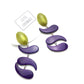 Purple & Olive Swish Moonglow Statement Earrings *