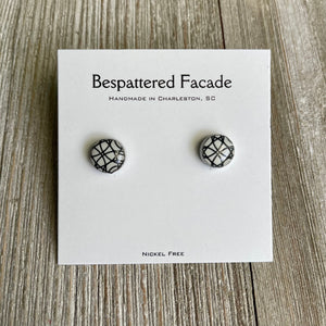 Mini Motif Studs - Black & White Mandala