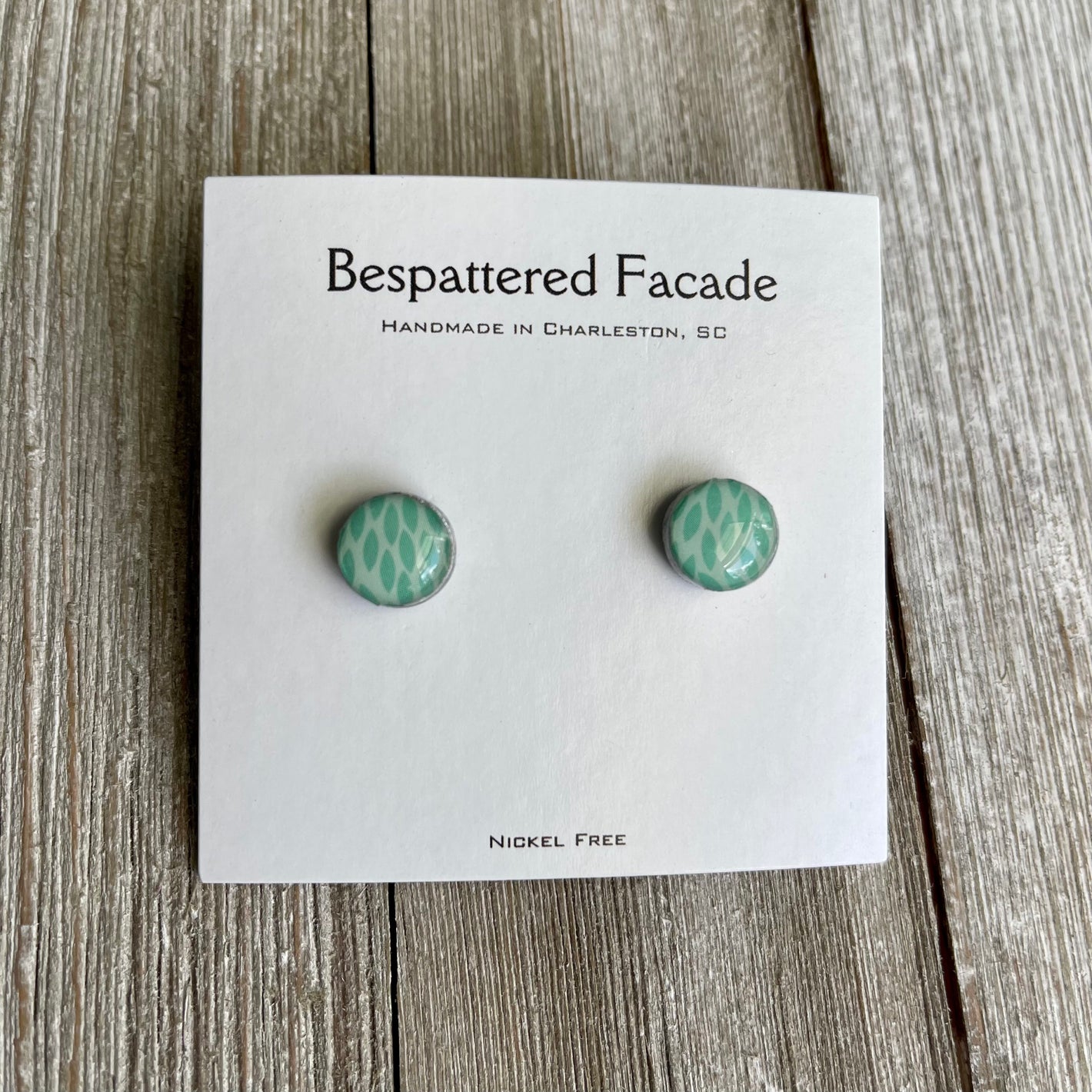 Mini Motif Studs - Aqua Leaves
