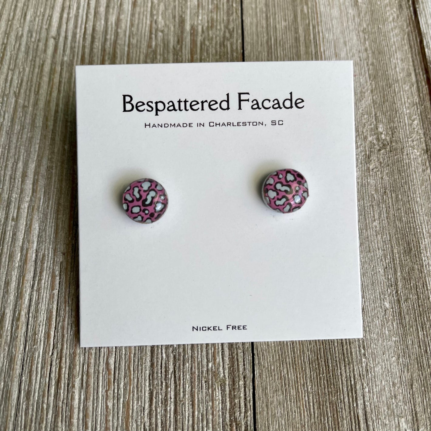 Mini Motif Studs - Purple & Aqua Leopard