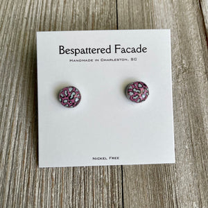Mini Motif Studs - Purple & Aqua Leopard
