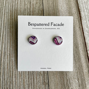 Mini Motif Studs - Purple Zig Zag