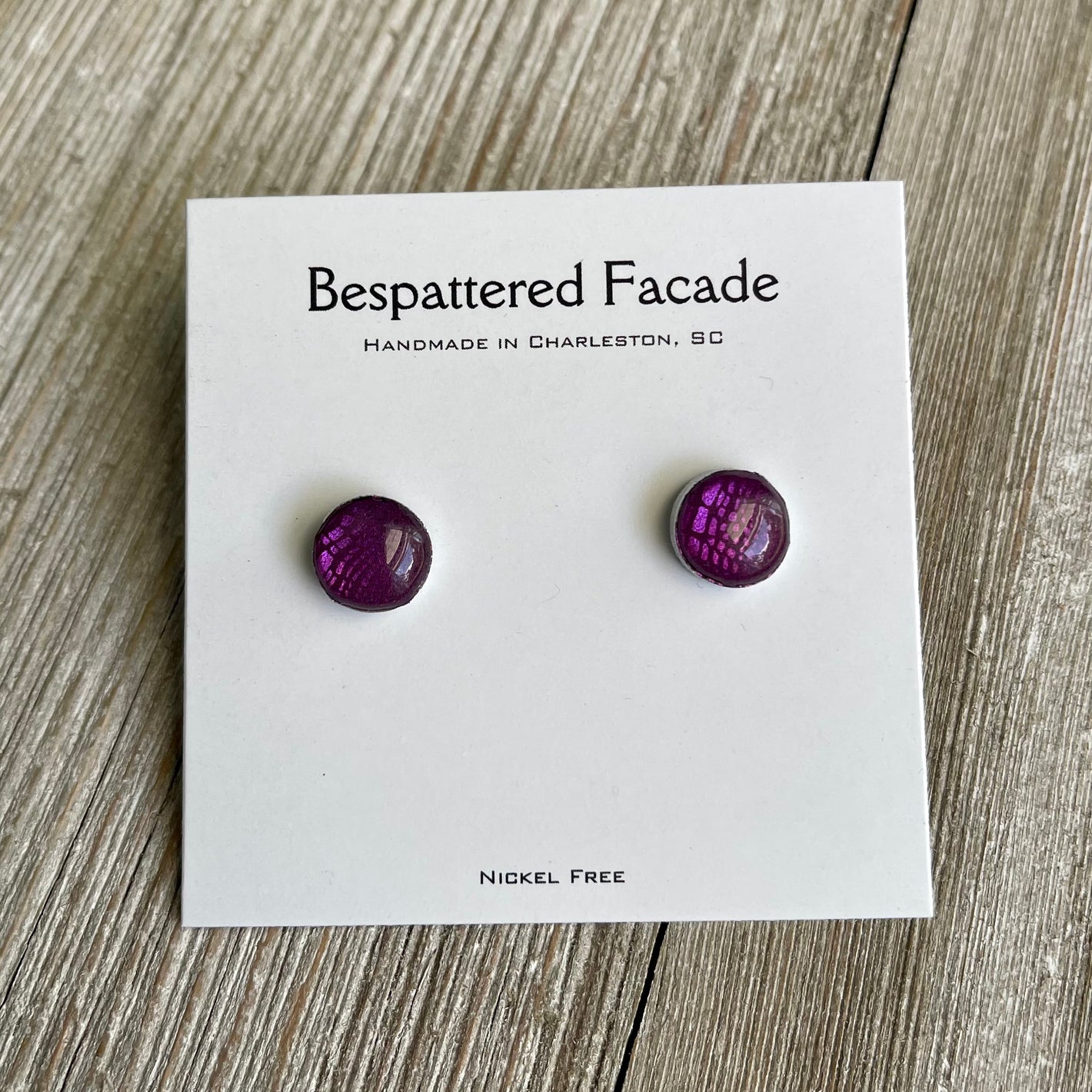 Mini Motif Studs - Purple Croc