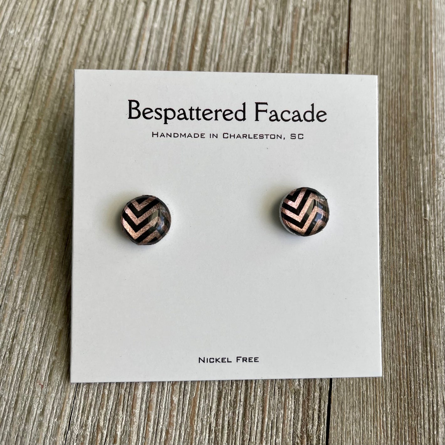 Mini Motif Studs - Rose Gold Zig Zag