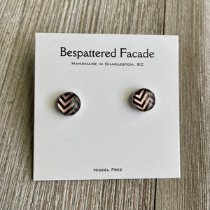 Mini Motif Studs - Rose Gold Zig Zag