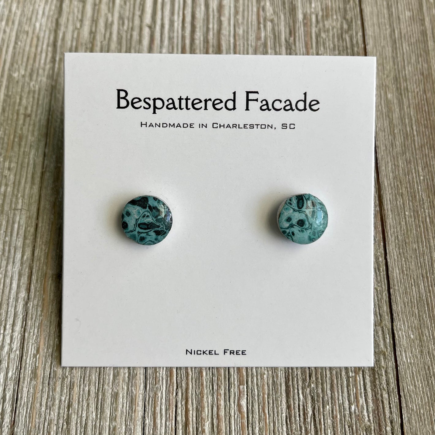 Mini Motif Studs - Teal Splatter