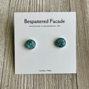 Mini Motif Studs - Teal Splatter
