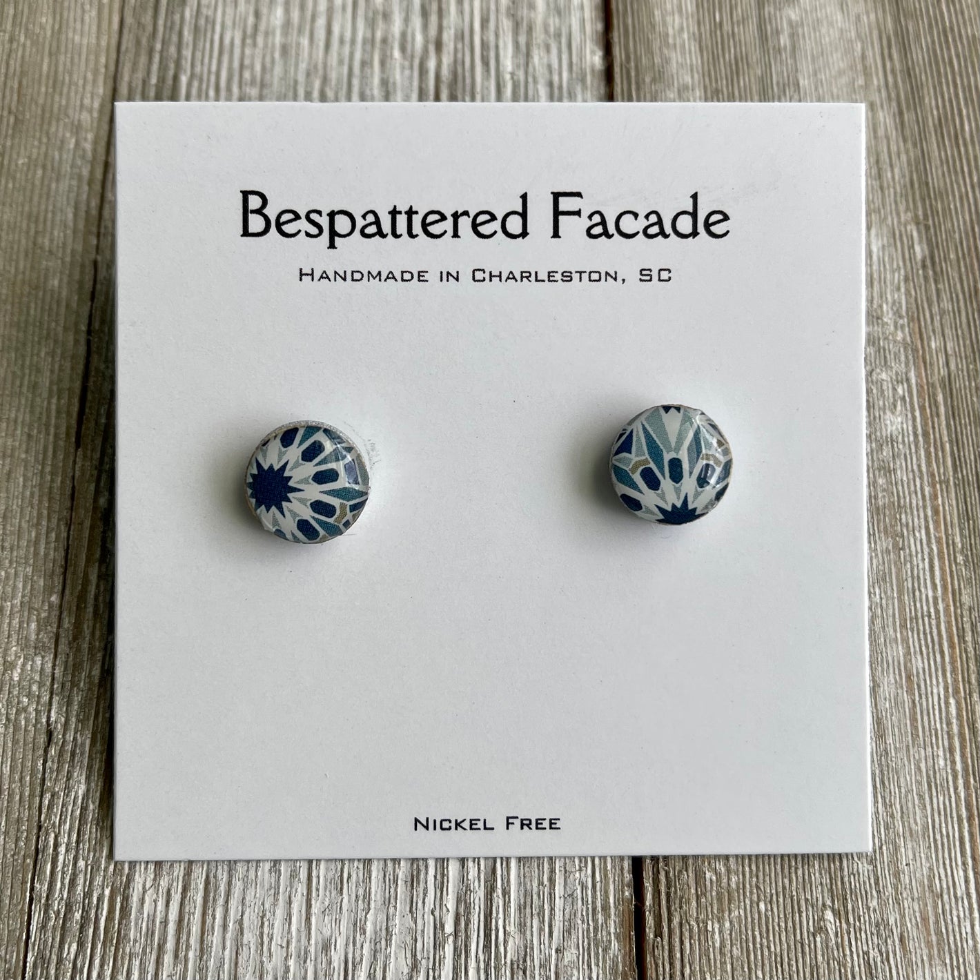 Mini Motif Studs - Blue Mandala
