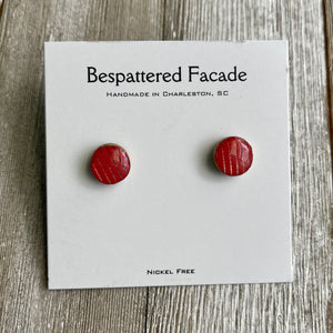 Mini Motif Studs - Red & Gold Glitter Stripe