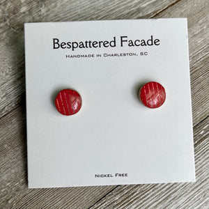 Mini Motif Studs - Red & Gold Glitter Stripe