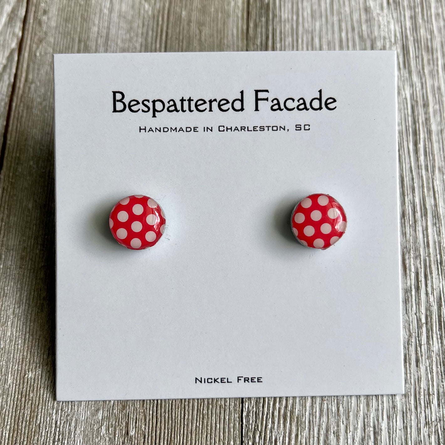 Mini Motif Studs - Red Dot