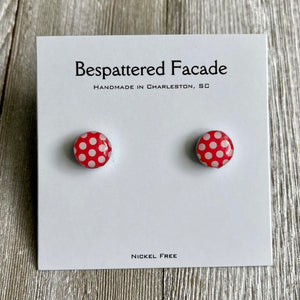 Mini Motif Studs - Red Dot