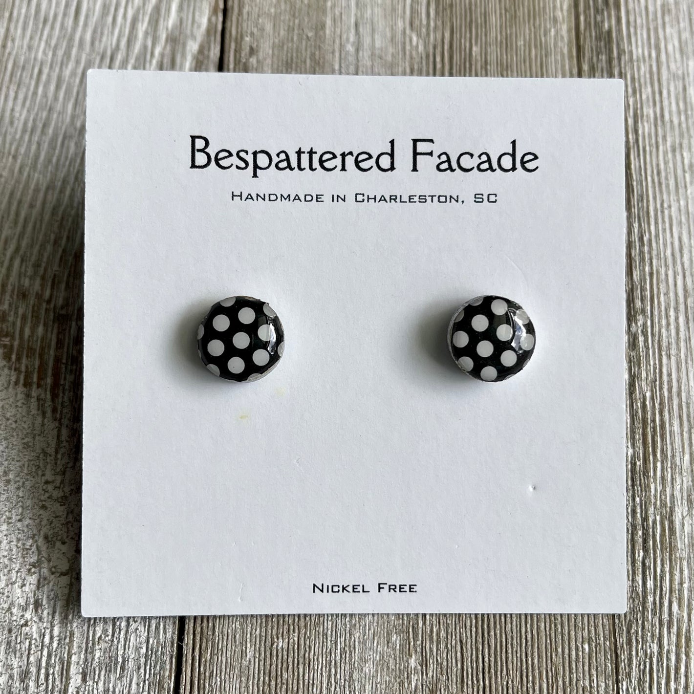 Mini Motif Studs - Black Dot