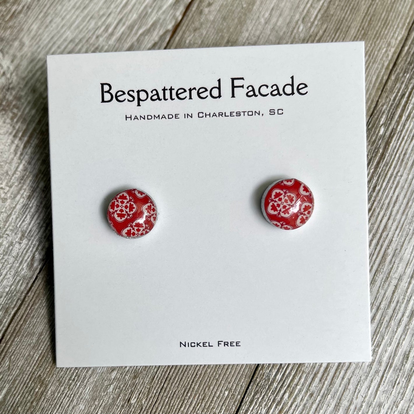 Mini Motif Studs - Red Medallion