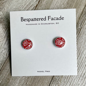Mini Motif Studs - Red Medallion