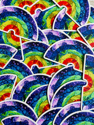 Bespattered Facade Rainbow Painting Collage Sticker