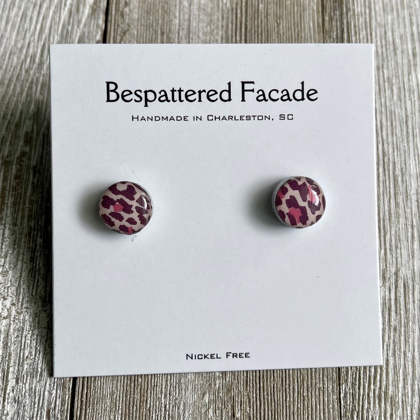 Mini Motif Studs - Pink Leopard