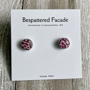 Mini Motif Studs - Pink Leopard