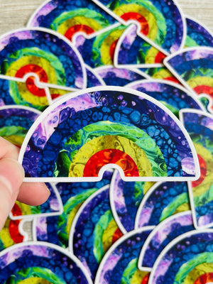 Bespattered Facade Rainbow Painting Collage Sticker