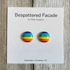 Bright Rainbow Stripes Stud Earrings