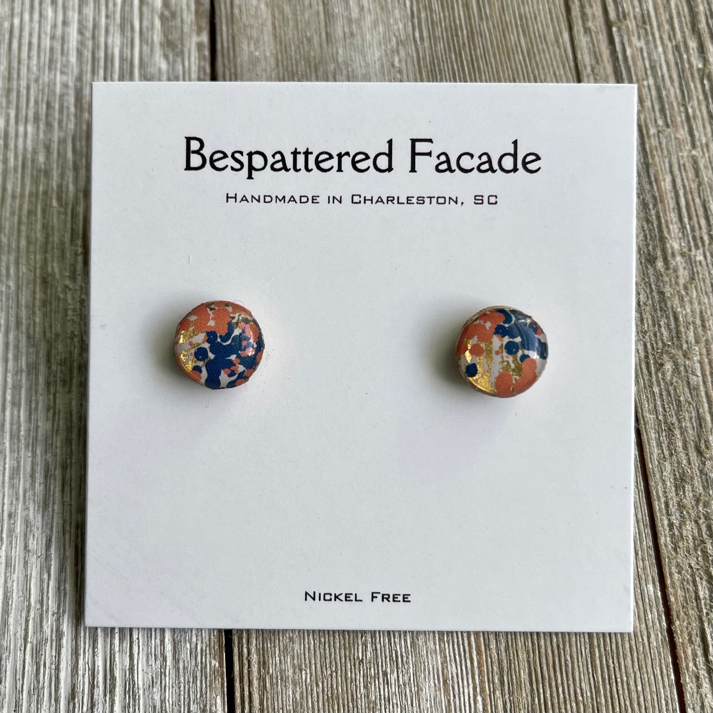 Mini Motif Studs - Red & Navy Splatter