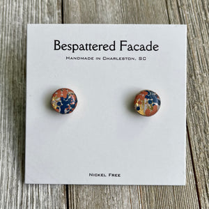 Mini Motif Studs - Red & Navy Splatter