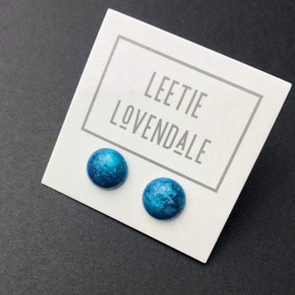 Peacock Capiz Glow Retro Button Stud Earrings
