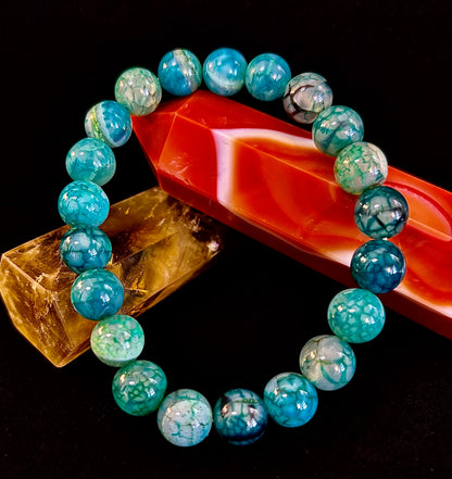 Green Dragon Vein Agate Beaded Bracelet – Natural Stone Jewelry (8mm/10mm)