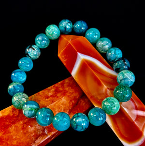 Green Dragon Vein Agate Beaded Bracelet – Natural Stone Jewelry (8mm/10mm)