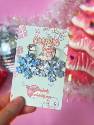 Blue Winter Snowflake Earrings