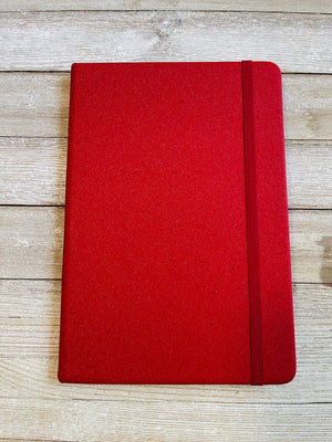 Red Sparkly Faux Leather Glitter Lined Hardcover Notebook